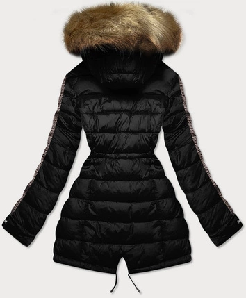 Dwustronna damska kurtka zimowa czarno-brązowa (mhm-w556)