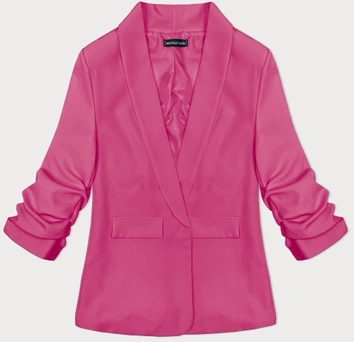 Cienka marynarka z marszczonymi rękawami ciemny róż (22-356)