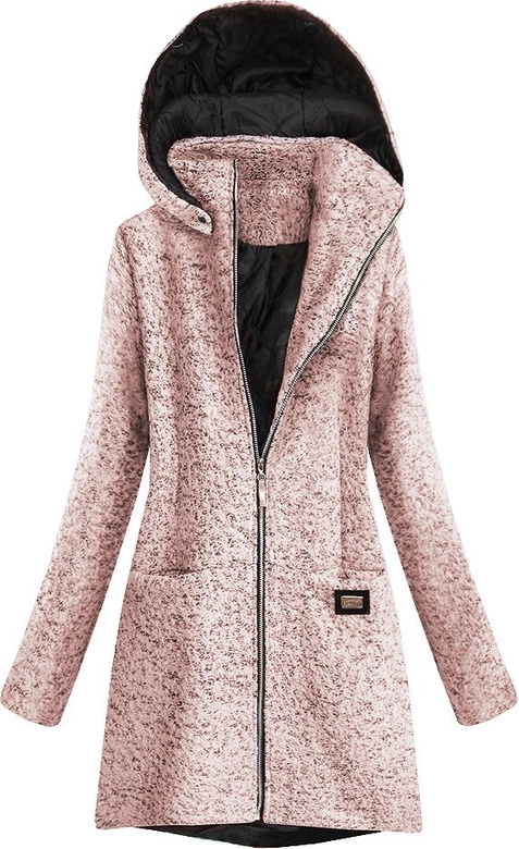 KRÓTKI PŁASZCZ ZIMOWY Z KAPTUREM RÓŻOWY (516/1ART)