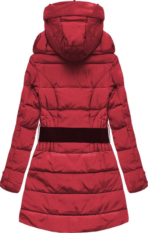 PIKOWANA KURTKA Z PUCHEM NATURALNYM CZERWONA (X1212X)