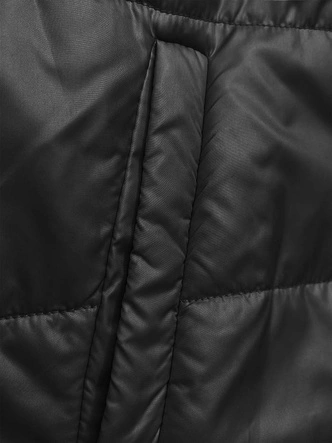 Krótka kurtka damska z kapturem czarna (B8187-1)