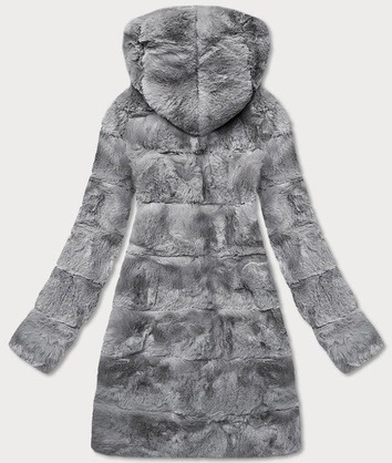 Kurtka damska futro z kapturem szara (br9741-9)