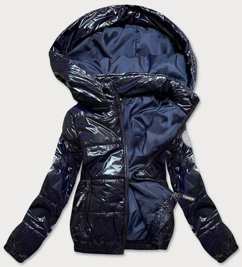 KRÓTKA BŁYSZCZĄCA KURTKA DAMSKA GRANAT(B9755)