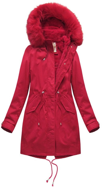 PARKA Z PODPINKĄ I KAPTUREM CZERWONA (MODEL17)