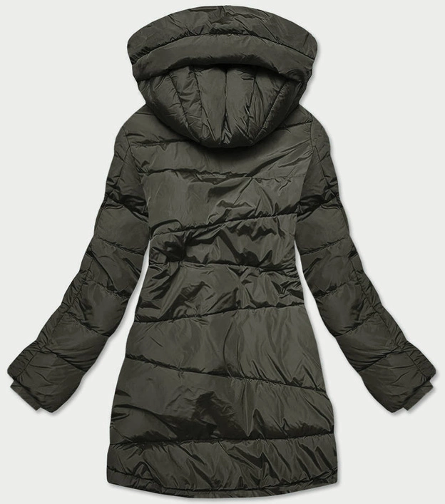 Asymetryczna kurtka damska zimowa army (m-21113)