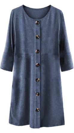 SUKIENKA Z GUZIKAMI I BUFIASTYMI RĘKAWAMI GRANATOWA (233ART)