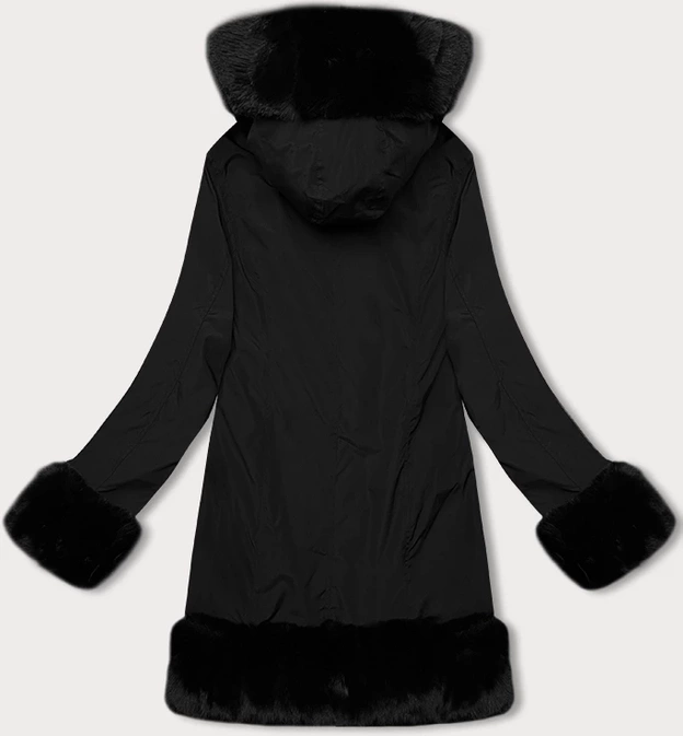 Kurtka damska z futrzaną podszewką J Style czarna (11Z8089)