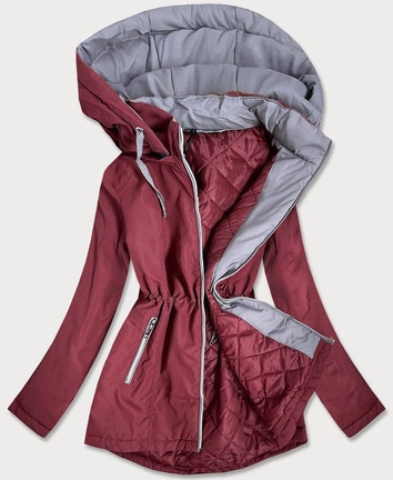 KURTKA DAMSKA Z KAPTUREM BORDOWA (B2660-98032)