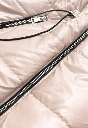 BŁYSZCZĄCA KAMIZELKA Z KAPTUREM BEŻOWA (B9782-51)