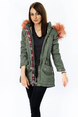 BAWEŁNIANA DAMSKA PARKA ZIMOWA KHAKI 1 (K5001)