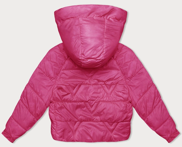 Przejściowa kurtka damska z podszewką w kratkę fuksja (842)