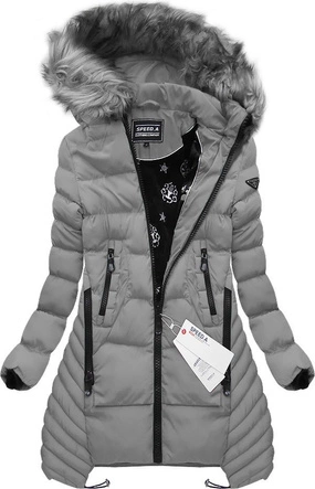 PIKOWANA KURTKA Z KAPTUREM SZARA (W817)