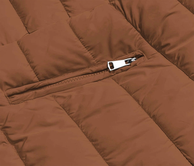 DWUSTRONNA KURTKA DAMSKA ZIMOWA CZARNA-KARMEL (2M-21508)