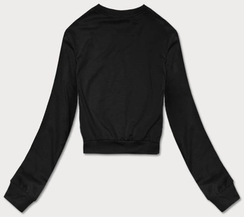 Cienka krótka bluza dresowa damska czarna (8B938-3)