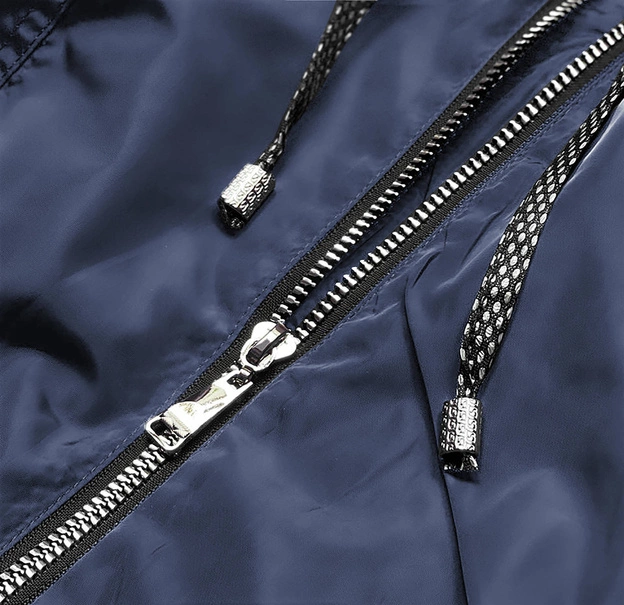 KURTKA DAMSKA Z OZDOBNYMI MANKIETAMI NIEBIESKA (BR8079-72)