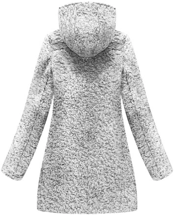 PŁASZCZ Z ASYMETRYCZNYM ZAMKIEM BIAŁY MELANŻ (174ART)