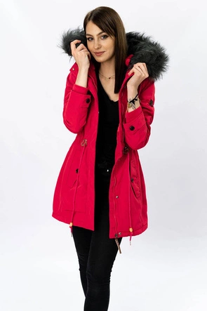 WODOODPORNA PARKA DAMSKA NA FUTERKU CZERWONA (M-933)