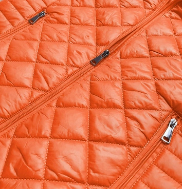 Pikowana kurtka damska z kapturem pomarańczowa (ly-01)