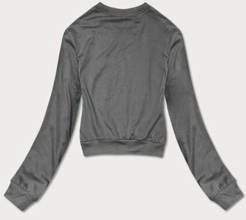 Cienka krótka bluza dresowa damska ciemnoszara (8B938-5)