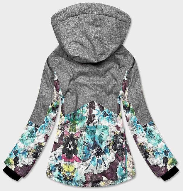 DAMSKA KURTKA ZIMOWA Z PASEM ŚNIEŻNYM SZARA (B2390)