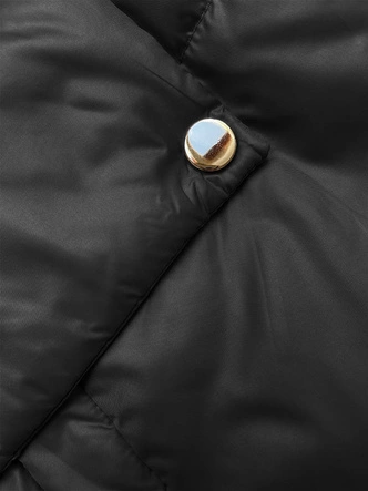 Krótka kurtka damska z kapturem czarna (B8216-1)