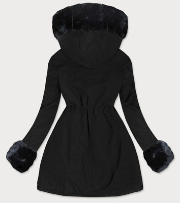 DAMSKA PARKA ZIMOWA Z FUTREM CZARNA (B9550)