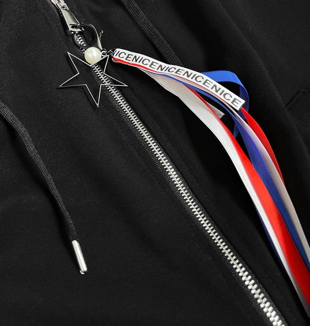 ROZPINANA BLUZA DAMSKA Z KAPTUREM CZARNA (21378)