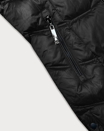 Długa kurtka zimowa z kapturem czarna S'west (B8198-1)