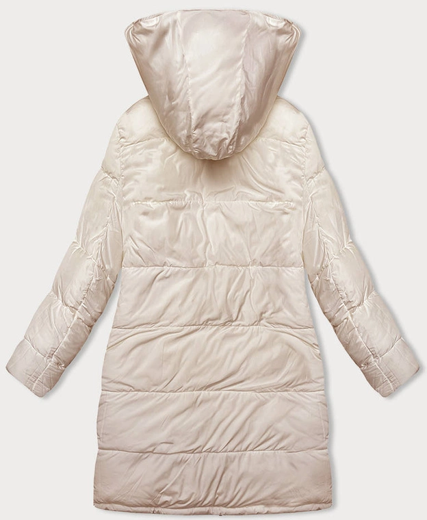 Gruba dwustronna kurtka zimowa damska czarny-ecru (V768g)