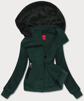 Krótka bluza rozpinana damska ciemna zielona (AMG-63)