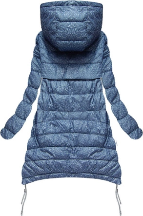 PIKOWANA KURTKA Z KAPTUREM NIEBIESKO-BIAŁA (1710)