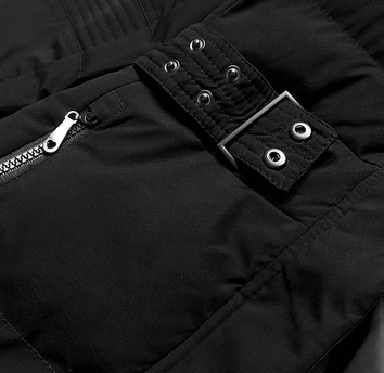 Zimowa kurtka damska z kapturem czarna (16m9059-392)