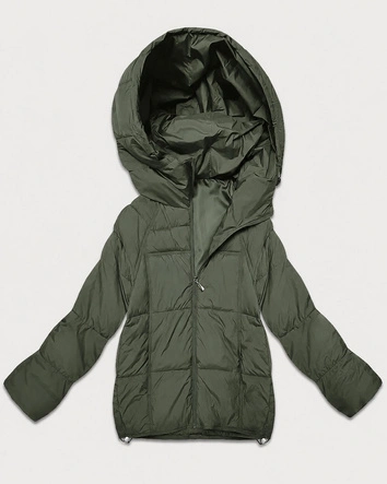 Pikowana damska kurtka przejściowa khaki (B6118/B6119-11)