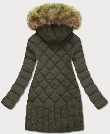 Pikowana kurtka damska zimowa khaki (lf808)