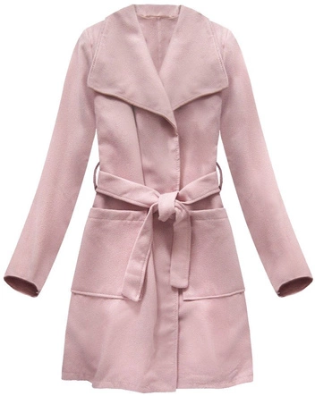 PŁASZCZ WIĄZANY PASKIEM RÓŻOWY (177ART)