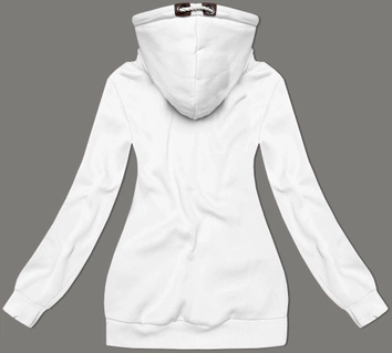 Gruba damska bluza w pasy biały-brzoskwiniowy (2302)