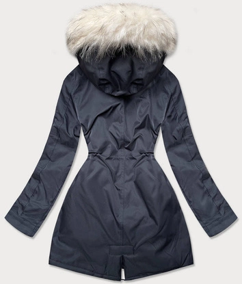 PARKA DAMSKA ZIMOWA Z FUTERKIEM GRANAT-ECRU (B532-3046)