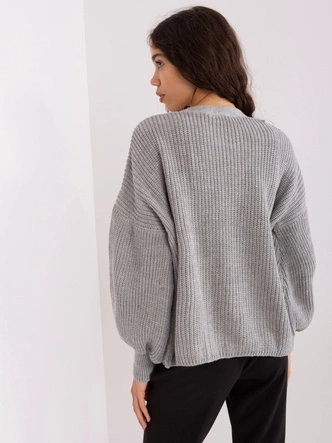 Dwuczęściowy komplet top + sweter szary (8019)