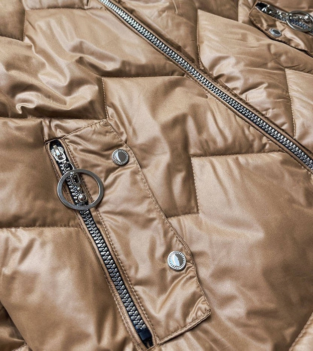 Kurtka damska z kapturem karmelowo/granatowa (bh2003big)