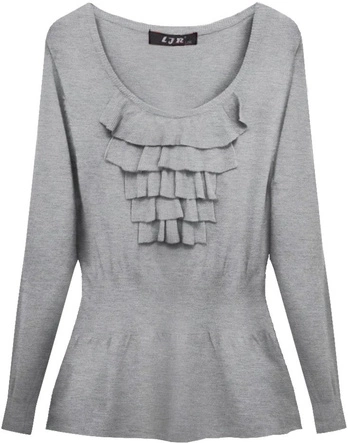 SWETER Z ŻABOTEM JASNOSZARY (1527)