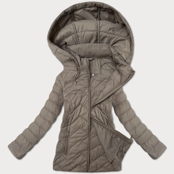 Lekka pikowana kurtka damska z kapturem J Style beżowa (16M9232-62)