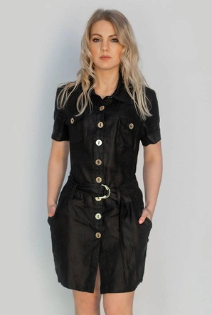 SUKIENKA MINI Z LNU CZARNA (2829)