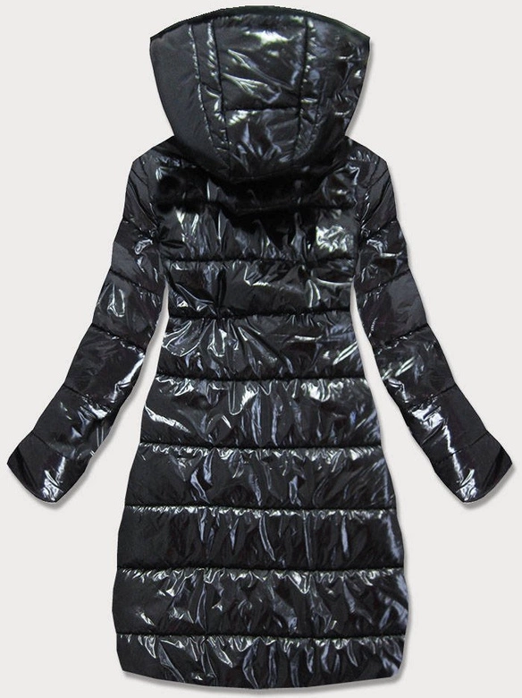 BŁYSZCZĄCA KURTKA ZIMOWA DAMSKA CZARNA (637ART)