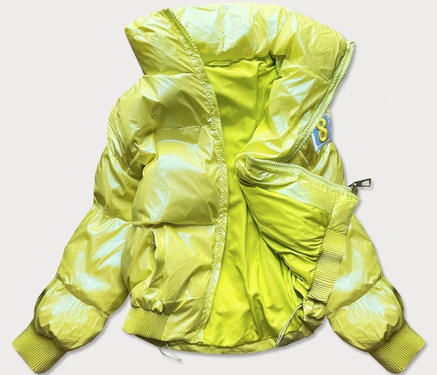 KRÓTKA KURTKA DAMSKA OVERSIZE NEONOWO ŻÓŁTA (651ART)
