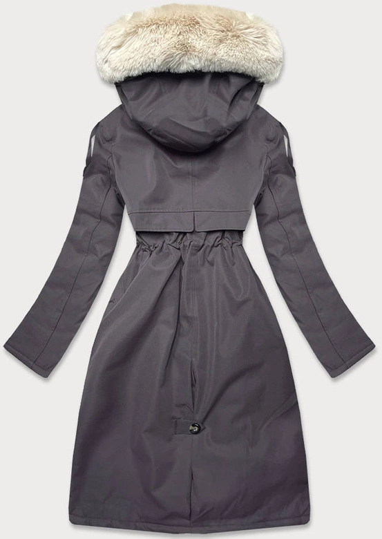 Zimowa damska parka bawełniana grafit-ecru-grafit (fm03-f11)