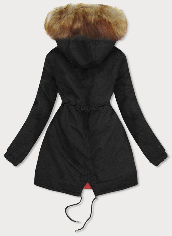 DWUSTRONNA PARKA CZARNA-CZERWONA (B507)