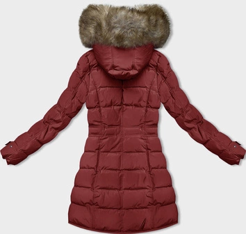 Zimowa kurtka damska z futrzaną podszewką czerwona (LHD-23063)
