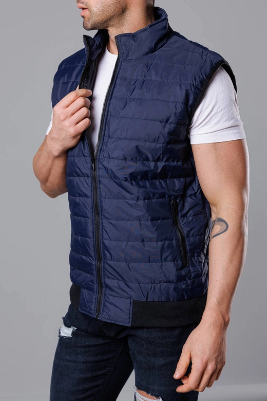 Pikowany bezrękawnik męski granatowy (8MY77-2)