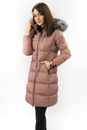 Damska zimowa pikowana kurtka antyczny róż (7701)