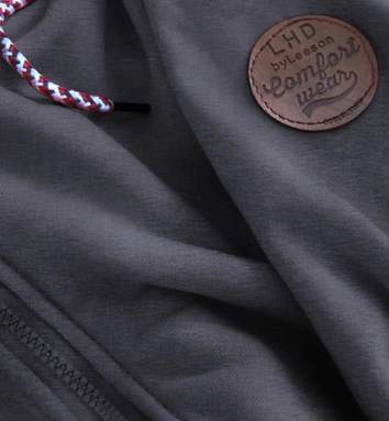 DŁUGA DAMSKA BLUZA DRESOWA Z KAPTUREM GRAFITOWA (725)